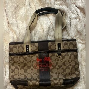 Coach Heritage Stripe Tote Bag